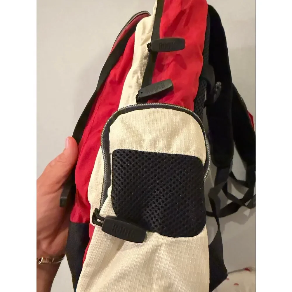 Roots Athletics Red Black Cream Laptop Backpack Travel School Book Bag Canada